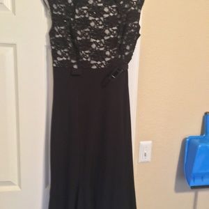 Black Connected Dinner Dress with belt-size 12